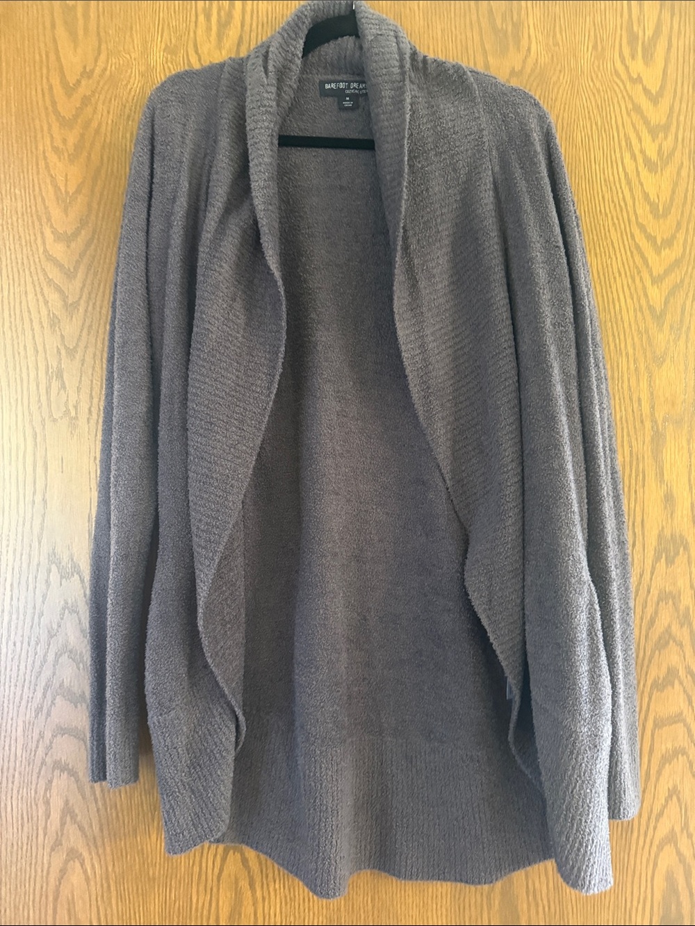 Barefoot Dreams Open-Front Draped Cardigan - Charcoal Gray
